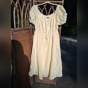 Torrid Yellow Striped Off-Shoulder Dress